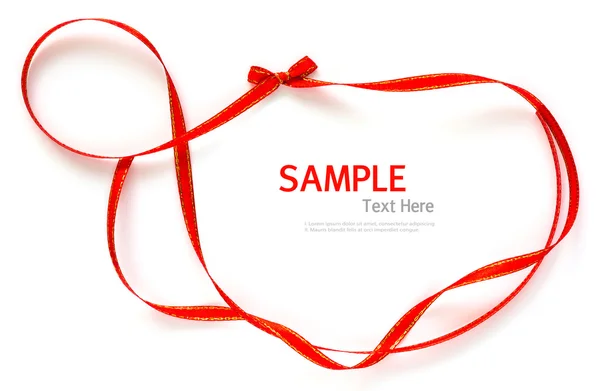 Shiny red and gold border ribbon   on white background with copy — Stock Photo, Image