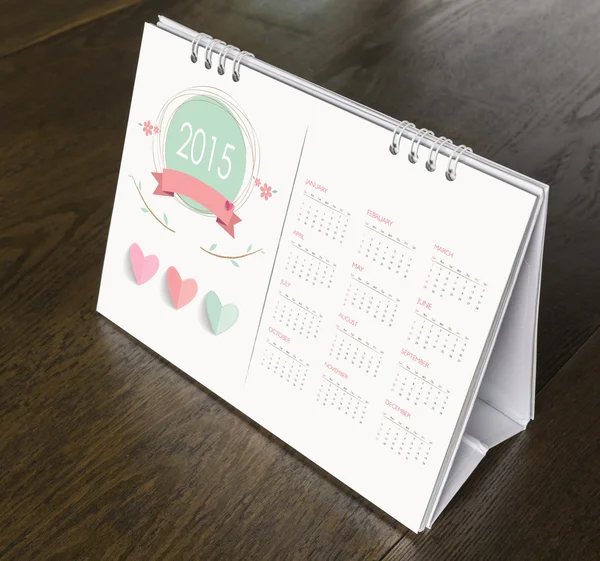 Calendar on wood table  Year 2015 — Stock Photo, Image