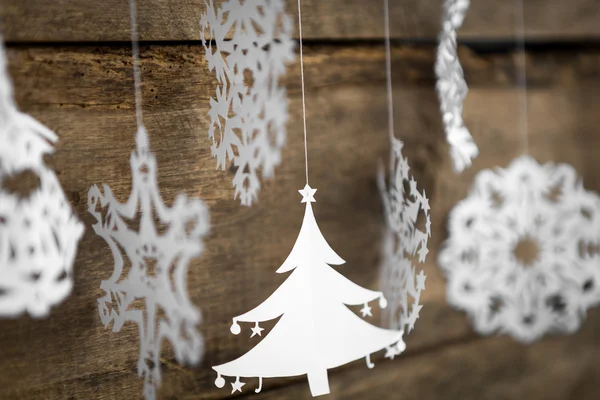 Soft focus Christmas decorations snowflake ,christmas tree paper — Stock Photo, Image