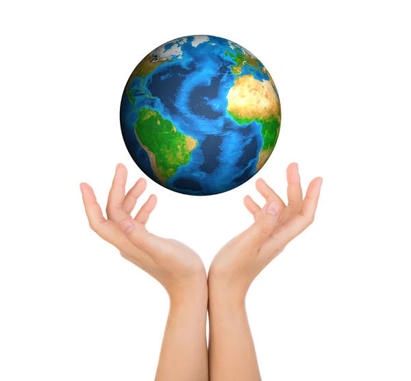 Hände mit Erde (Elemente dieses Bildes von nasa) — Stockfoto