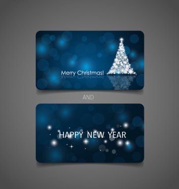 Tatil hediye kuponları ile Noel ağacı, vektör çizim.