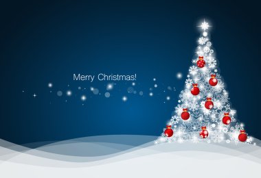 Noel ağacıyla Noel arkaplanı, vektör illüstrasyonu.