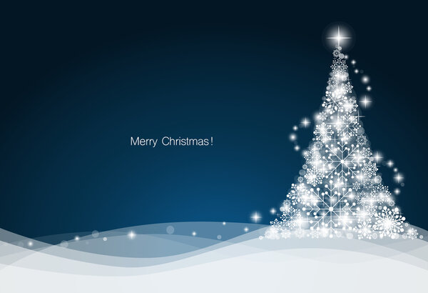 Рождественский фон с ёлкой, векторная иллюстрация.