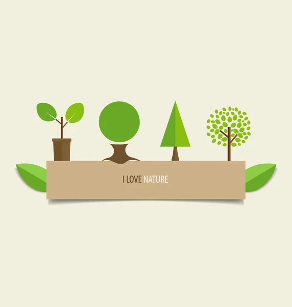 Samling av design träd. Vektor illustration. — Stock vektor