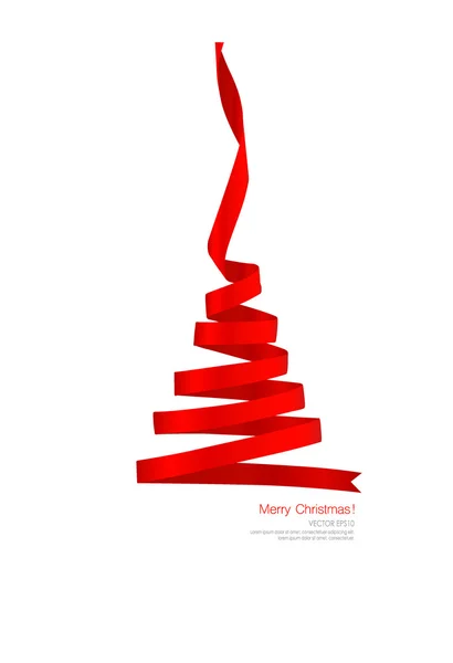 Árbol de Navidad de cinta roja brillante sobre fondo blanco. Vector — Archivo Imágenes Vectoriales