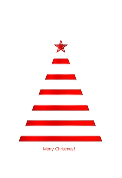 흰색 바탕에 빛나는 빨간 리본에서 크리스마스 트리. 벡터 — 스톡 벡터