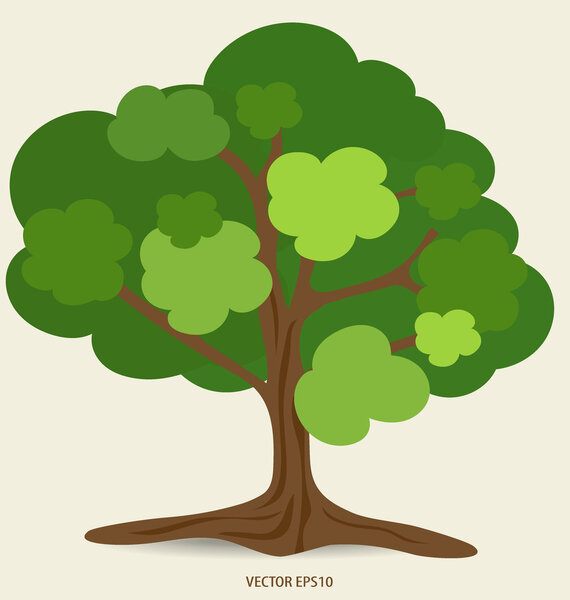 Abstract green tree, vector illustration.