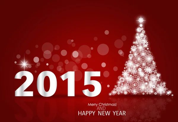 2015 新年快乐背景与圣诞树。矢量点检 — 图库矢量图片