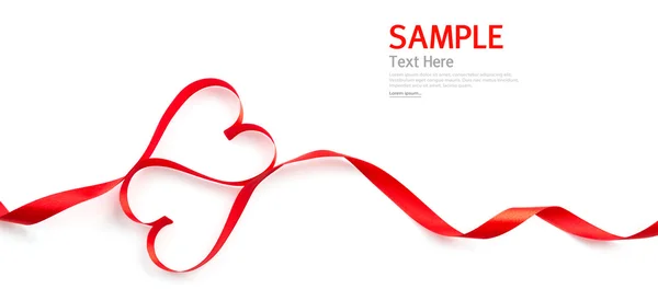 Red heart ribbon isolated on white background — Stock Photo, Image