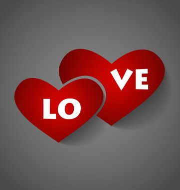 Gölge Sevgililer günü için kırmızı kalp kağıt. Vektör Illustra