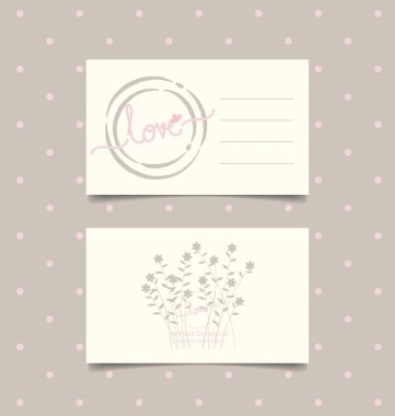 Romantik tebrik kartı tasarımı çiçek arka plan ile. Vektör hasta