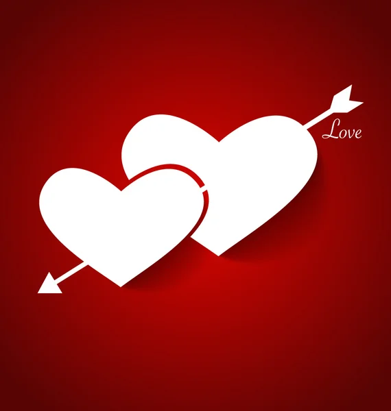 Carta di cuore con ombra durante il giorno di San Valentino. Illustrazione vettoriale — Vettoriale Stock