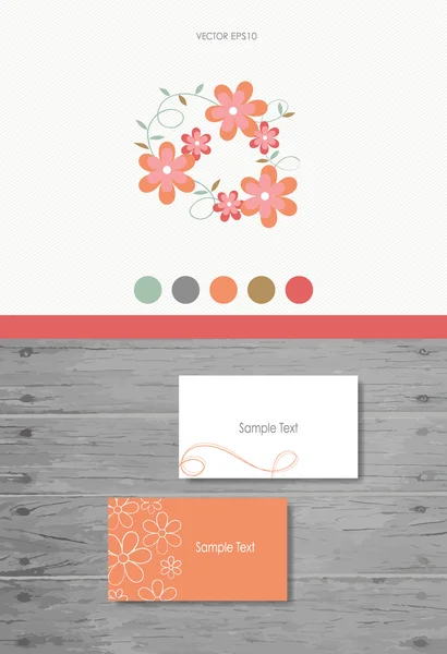 Moderna visitkort formgivningsmall med blommor bakgrund — Stock vektor