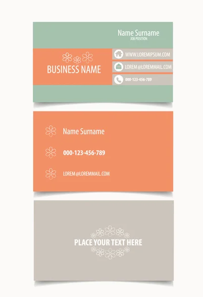 Modern Business card Design Template with flowers — Stock Vector