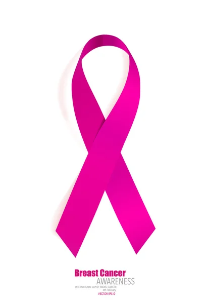 Wstążka różowy świadomości raka piersi. Ilustracja wektorowa. — Wektor stockowy
