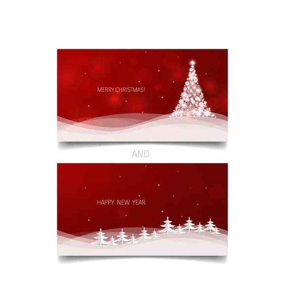 Weihnachtsgeschenkgutscheine mit Weihnachtsbaum, Vektorillustration. — Stockvektor
