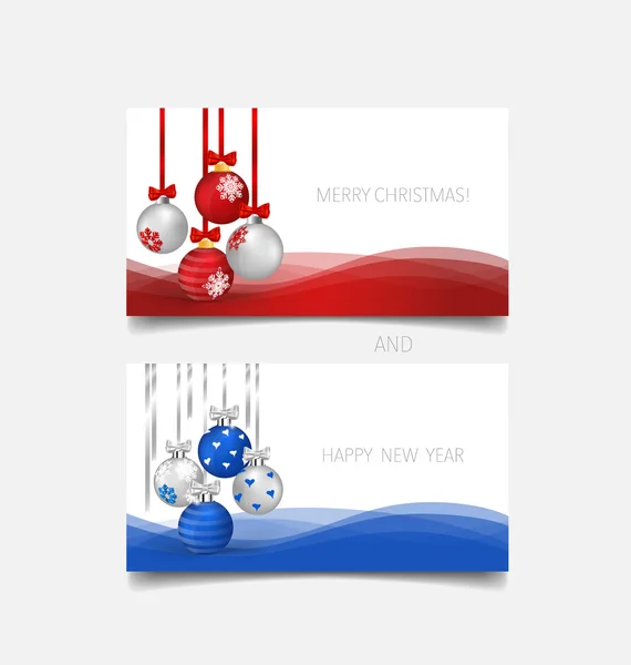 Cupons de presente de férias com arcos de presente e bola de Natal, vetor i — Vetor de Stock