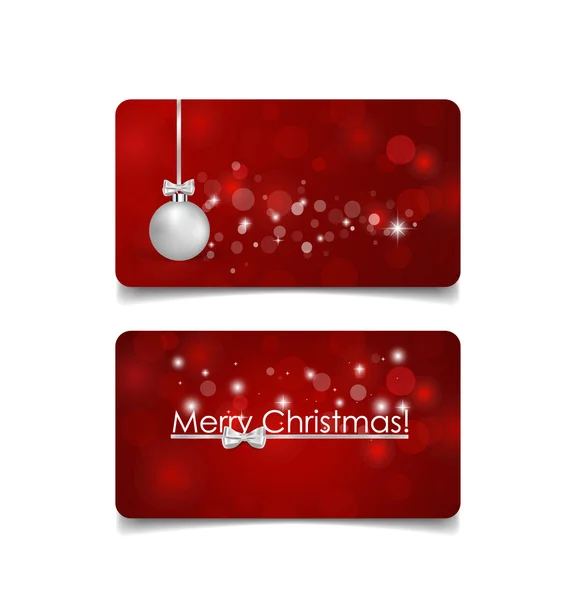 Holiday gift coupons met cadeau bogen en Kerstmis ball, vector ik — Stockvector