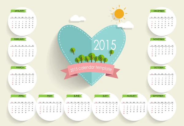 Calendario 2015. Ilustración vectorial . — Archivo Imágenes Vectoriales