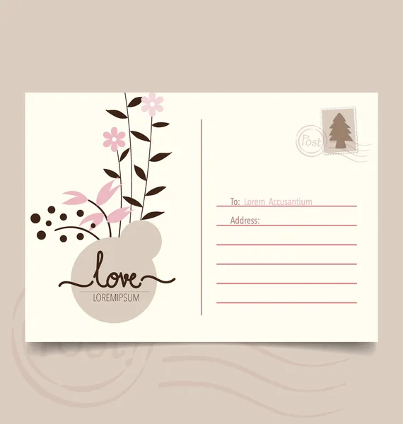 Romantic greeting card design with flower background. Vector Ill — Stock Vector