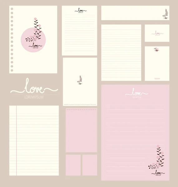 Sammlung verschiedener Papierdesigns (Papierblätter, liniertes Papier), — Stockvektor
