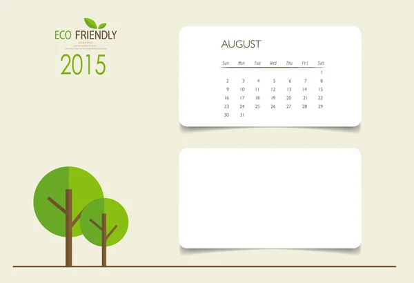 2015 calendário, modelo de calendário mensal para agosto. Vector illu — Vetor de Stock