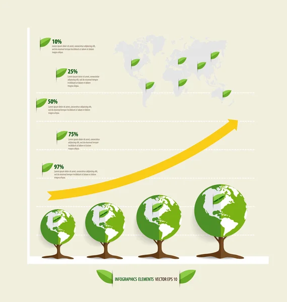 Concepto de economía verde: Gráfico de crecimiento del medio ambiente sostenible — Vector de stock