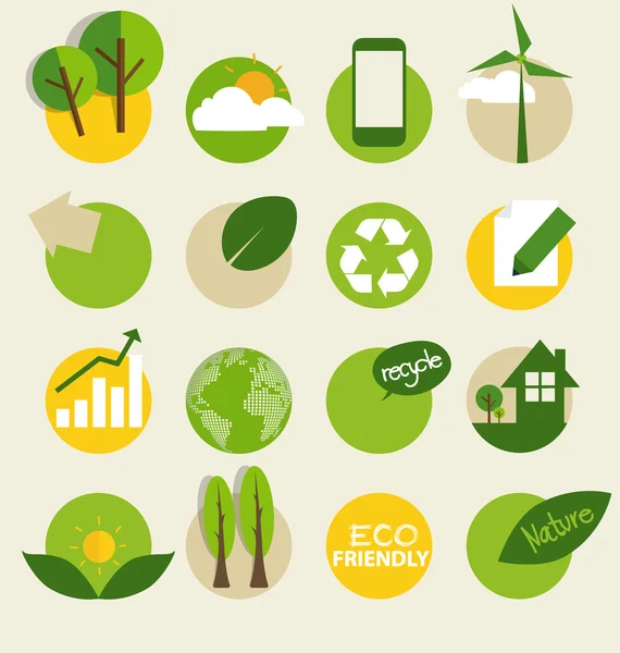 Ecologische pictogrammen. vectorillustratie. — Stockvector