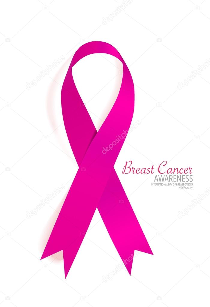 Breast cancer awareness pink ribbon. Vector Illustration.