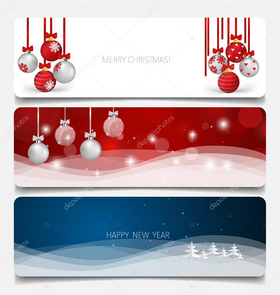 Holiday gift coupons with Christmas tree and Christmas balls, ve