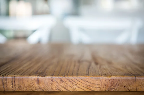 Wood table at restaurant — Stock Photo, Image