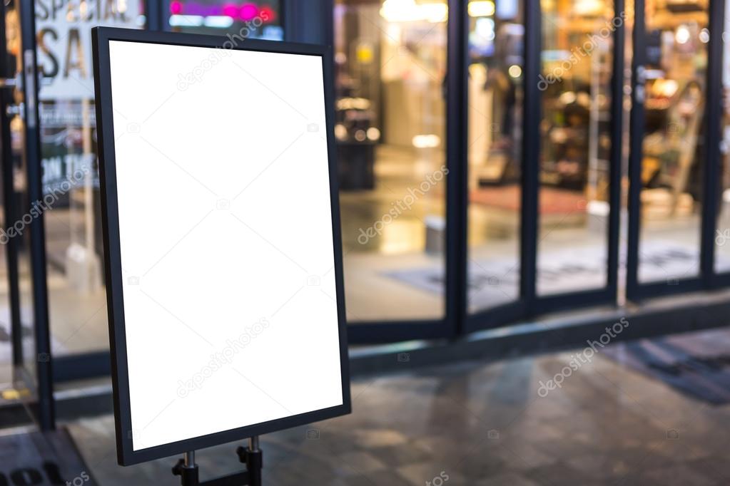 Empty sign in the street and shopping mall