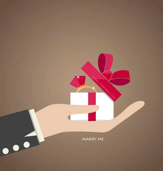 Feliz día de San Valentín. Mano celebración de San Valentín caja de regalo con — Vector de stock