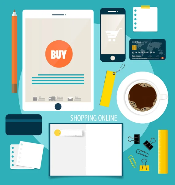 Business concept. Infographics background E-commerce. Flat desig — Stock Vector