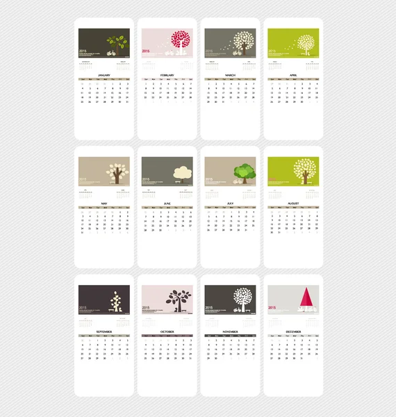 Alla hjärtans dag. 2015 kalender. Vektor illustration. — Stock vektor