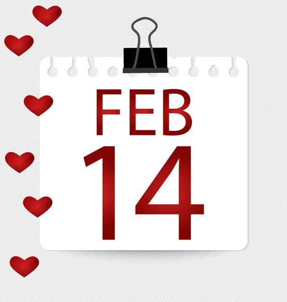 Valentine's calendar - 14 february. Vector illustration. — Stock Vector