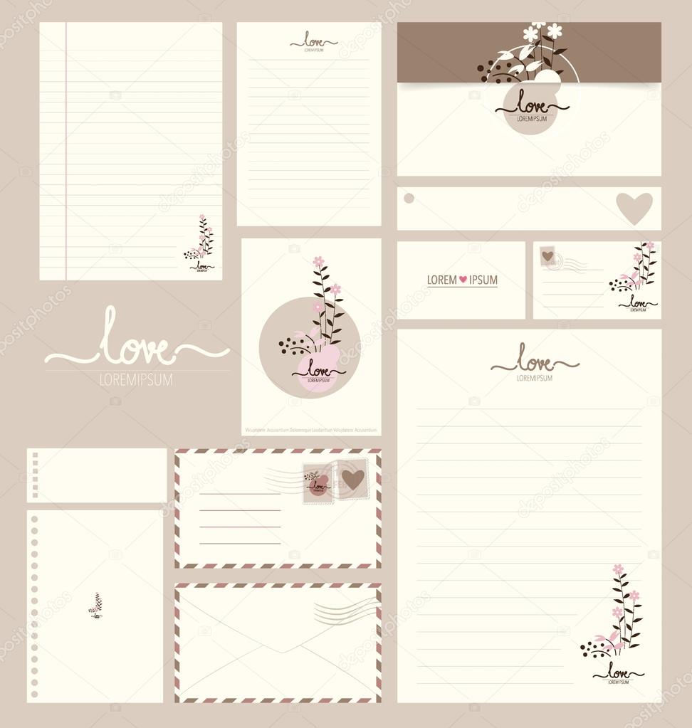 Collection of various paper designs (paper sheets, lined paper, 