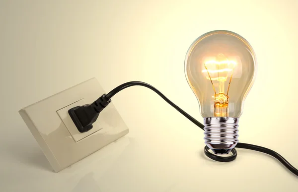 Light bulb and a plug with a cord — Stock Photo, Image