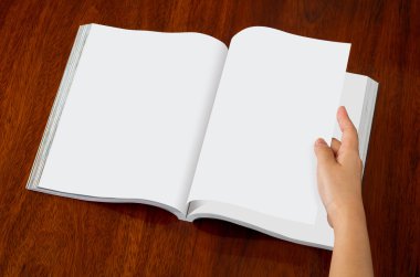 Katalog, dergi boş, sahte (ahşap zemin üzerine kitap 