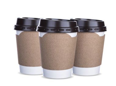 kağıt bardak kahve izole beyaz arka plan 