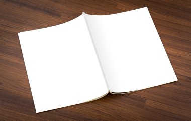 Katalog, dergi boş, sahte (ahşap zemin üzerine kitap 