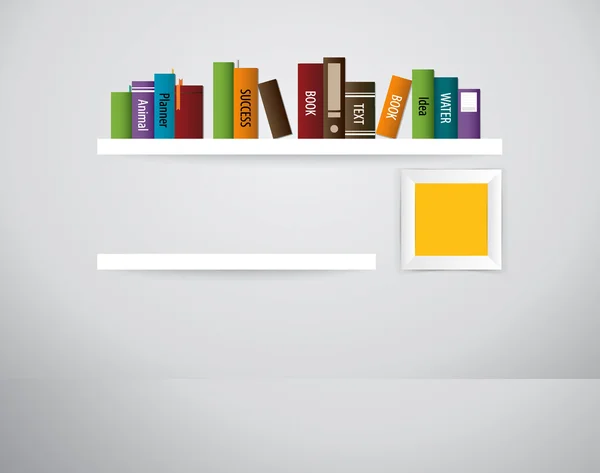 Boek plank. Vectorillustratie. — Stockvector