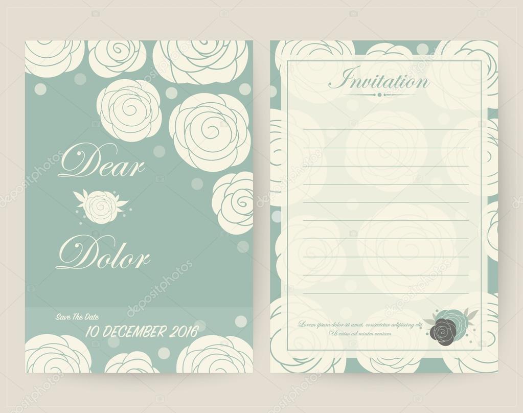 Vintage wedding invitation set design Template. Vector illustrat