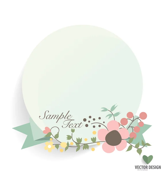 Floral bouquets with ribbon and heart, vector illustration. — Stock Vector