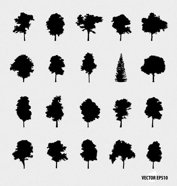 Conjunto de siluetas de árboles. Ilustración vectorial . — Archivo Imágenes Vectoriales