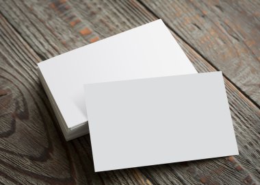 Business cards on wood table ( with separate layer clipping path clipart