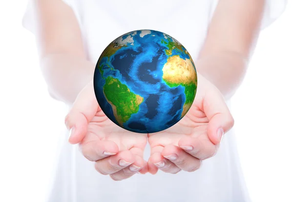 Hands with earth (Elements of this image furnished by NASA) — Stock Photo, Image