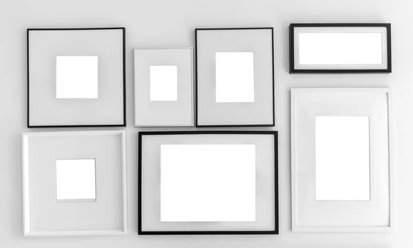 Blank picture frame template set on wall ( with separate layer c — Stock Photo, Image