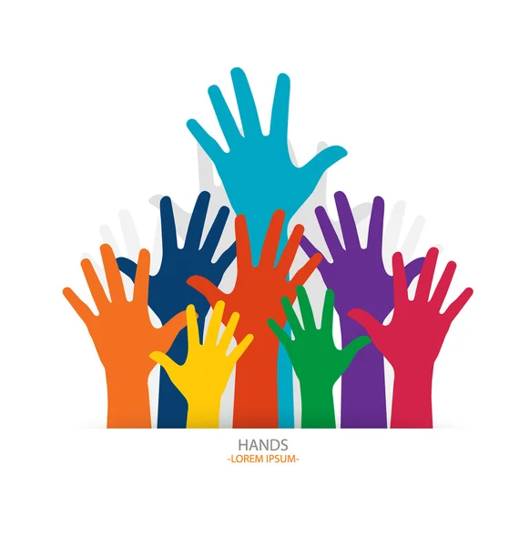 Photo of raised hands. Vector illustration. — Stock Vector