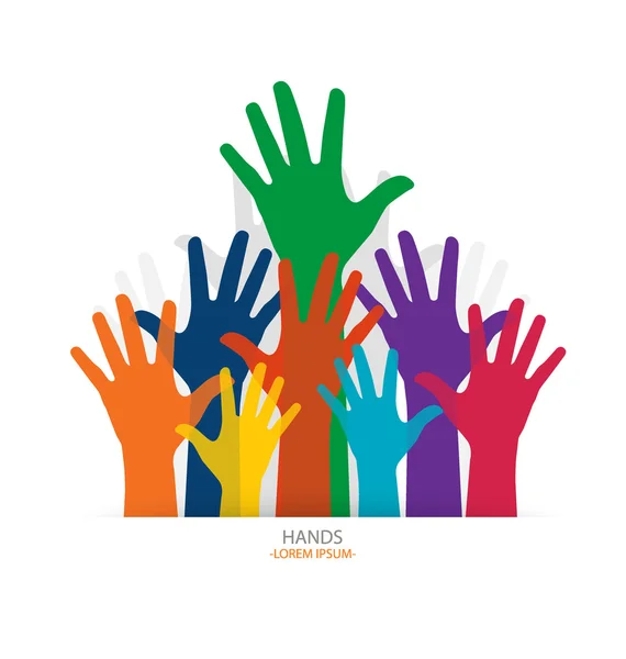 Photo of raised hands. Vector illustration. — Stock Vector